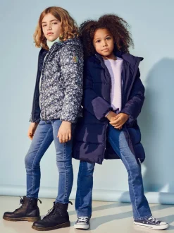 Normaal blauw - ONLY - Kinderjeans met uitlopende pijpen en verstelbare taille
