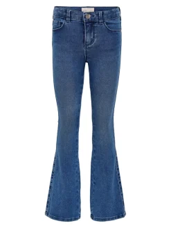 Normaal blauw - ONLY - Kinderjeans met uitlopende pijpen en verstelbare taille