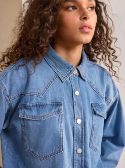 Normaal blauw - Oversized denim overhemd