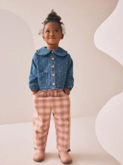 Normaal blauw - Set van denim overhemd en geruite broek (3mnd-7jr)