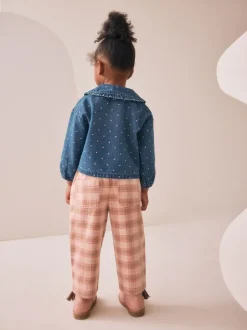 Normaal blauw - Set van denim overhemd en geruite broek (3mnd-7jr)