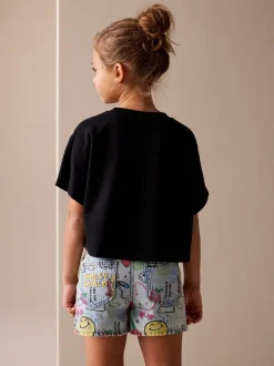 Normaal blauw - SmileyWorld® Graffiti Print Denim Shorts (3-16yrs)