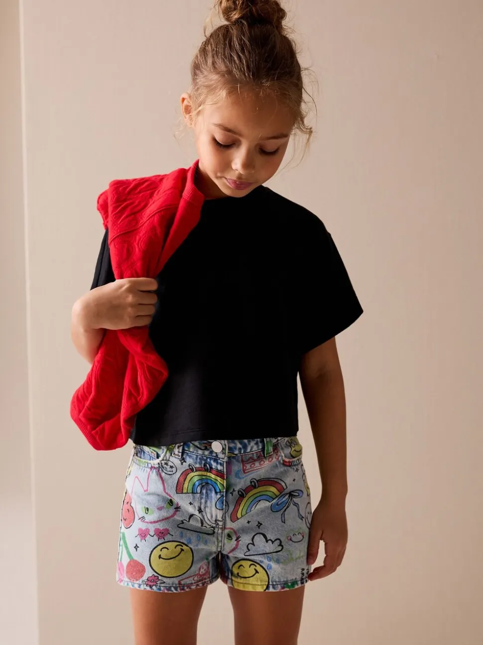 Normaal blauw - SmileyWorld® Graffiti Print Denim Shorts (3-16yrs)