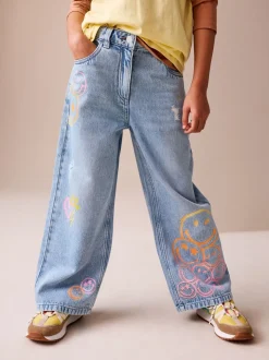 Normaal blauw - SmileyWorld® jeans met wijde pijpen (3-16jr)