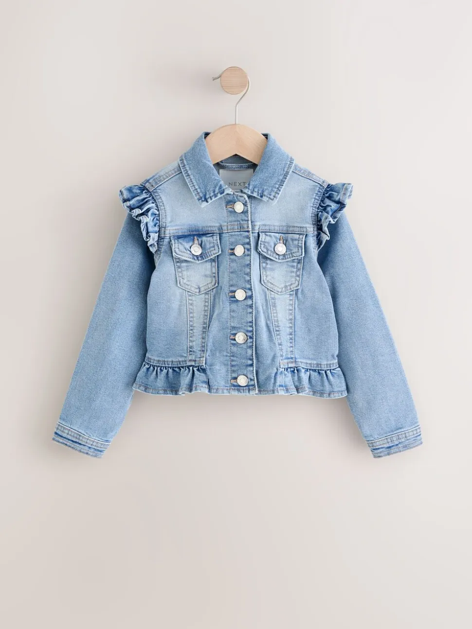 Normaal blauw - Spijkerjack met ruches (3-16 jr)