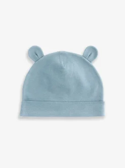 Normaal blauw - Verpakking van 3 baby mutsen van 100% katoen (0-18mnd)
