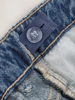 Normaal blauw - Wijde jeans met Bloemenprint en versieringen (3-16jr)