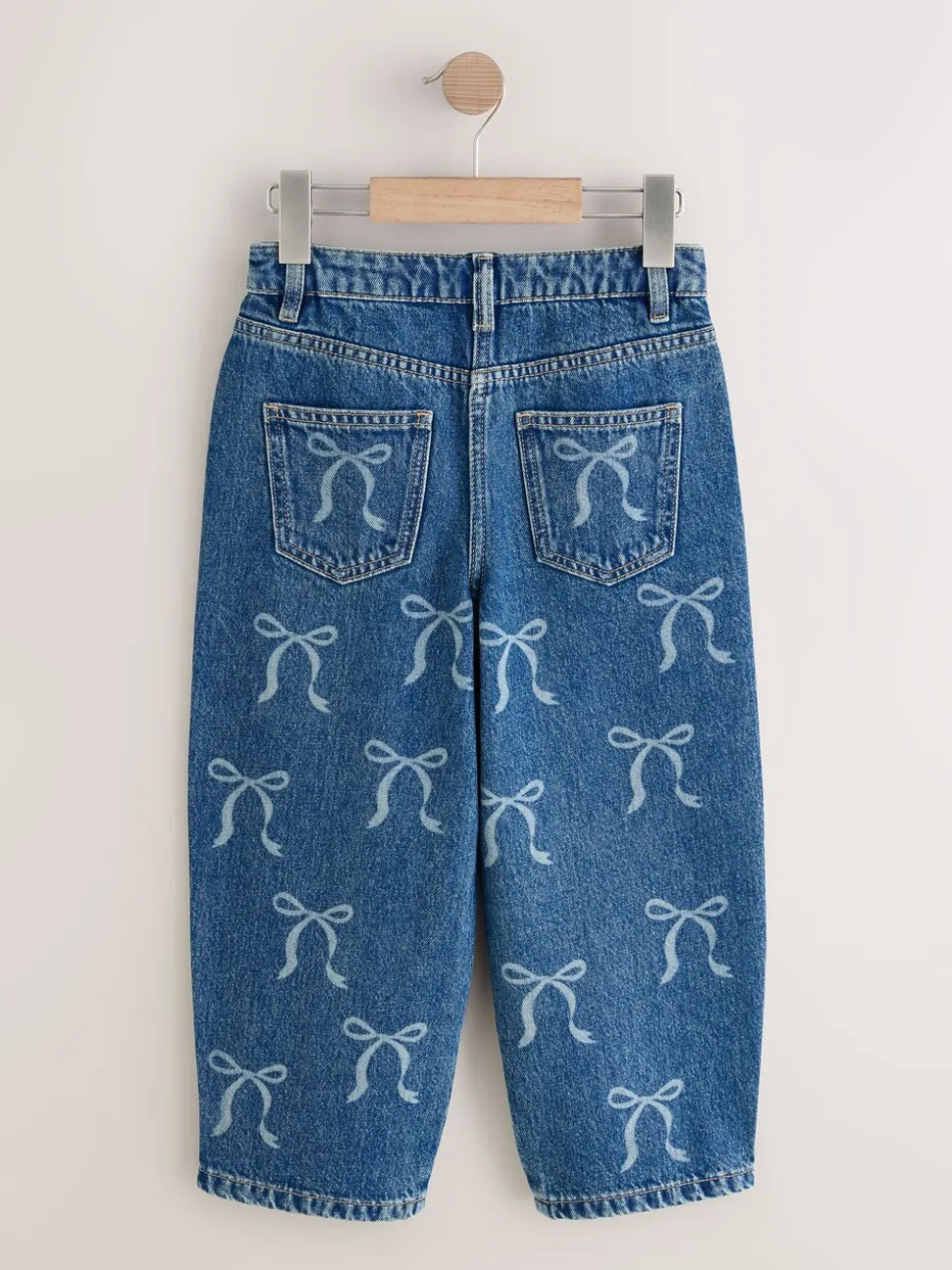 Normaal blauw - Wijde jeans met Bloemenprint en versieringen (3-16jr)