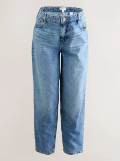 Normaal blauw - Zwangerschapsbarrel denim 100% katoenen jeans