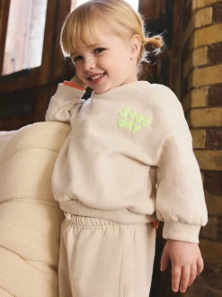 Oatmeal Nep Good Day - Sweatshirt met ronde hals (3 mnd-7 jr)