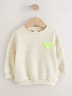 Oatmeal Nep Good Day - Sweatshirt met ronde hals (3 mnd-7 jr)