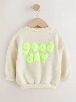Oatmeal Nep Good Day - Sweatshirt met ronde hals (3 mnd-7 jr)
