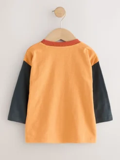 Ochre Yellow Woodland - Set van 3 T-shirts met lange mouwen en applicatie (3mnd-7jr)