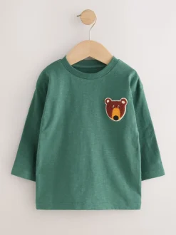 Ochre Yellow Woodland - Set van 3 T-shirts met lange mouwen en applicatie (3mnd-7jr)
