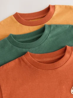 Ochre Yellow Woodland - Set van 3 T-shirts met lange mouwen en applicatie (3mnd-7jr)