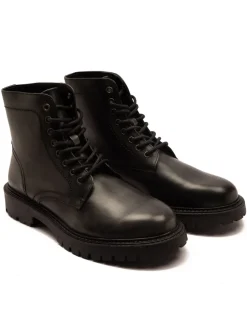 Off The Hook Donnie Leather Lace-Up Combat Ankle Boots