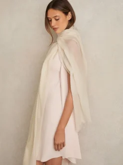 Off White - Reiss - Heidi - Dunne sjaal van wol-kasjmiermix