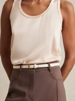 Off White - Reiss Holly Leren Smalle Riem