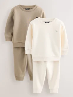 Off White/cementwit - Set van 2 sweatshirts en joggingbroeken (3mnd -7jr)