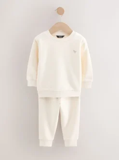 Off White/cementwit - Set van 2 sweatshirts en joggingbroeken (3mnd -7jr)