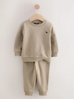 Off White/cementwit - Set van 2 sweatshirts en joggingbroeken (3mnd -7jr)