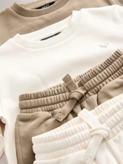 Off White/cementwit - Set van 2 sweatshirts en joggingbroeken (3mnd -7jr)