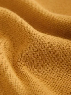 Okergeel - Effen - Regular fit 100% katoenen premium trui met korte rits