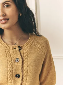 Okergeel - Laura Ashley Cable Knit Cardigan
