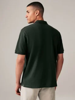 Olijfgroen - Normale Pasvorm - Piqué poloshirt met korte mouwen