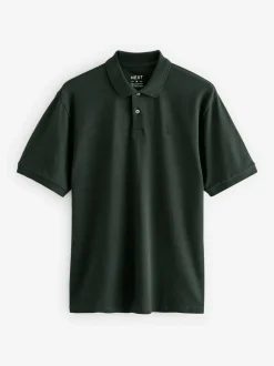 Olijfgroen - Normale Pasvorm - Piqué poloshirt met korte mouwen