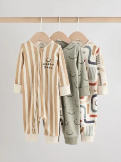 Olijfgroen - Set van 3 babypyjama's (0-3jr)
