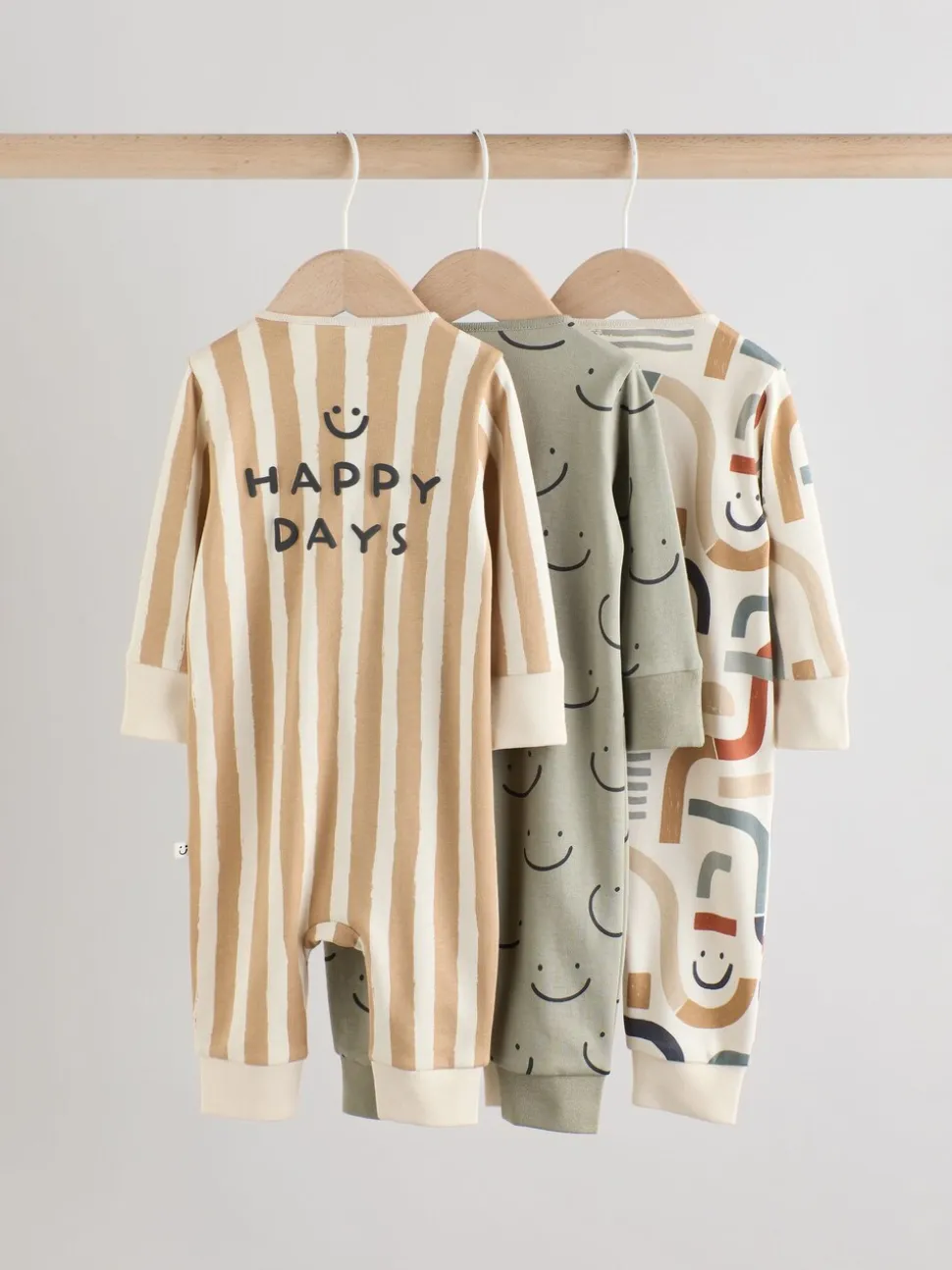 Olijfgroen - Set van 3 babypyjama's (0-3jr)