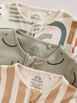 Olijfgroen - Set van 3 babypyjama's (0-3jr)