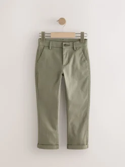 Olijfgroen - Stretchy chino's (3-17jr)