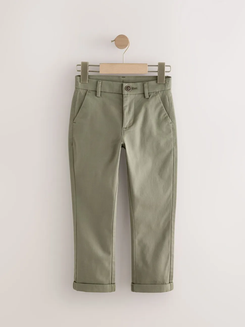 Olijfgroen - Stretchy chino's (3-17jr)