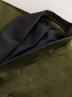 Olijfgroene Paisley - Normale Pasvorm - Fluwelen blazer met patroon