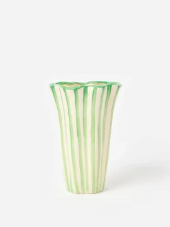 Oliver Bonas & White Striped Ceramic Vase