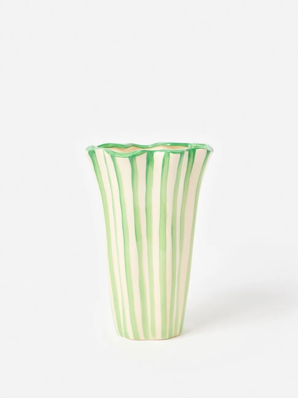Oliver Bonas & White Striped Ceramic Vase