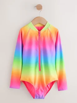 Ombré regenboog - Long Sleeve Sunsafe Swimsuit (3mths-16yrs)