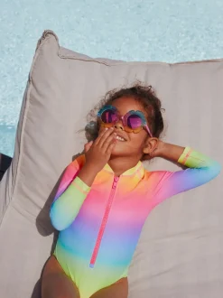 Ombré regenboog - Long Sleeve Sunsafe Swimsuit (3mths-16yrs)