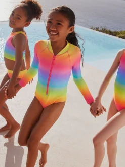 Ombré regenboog - Long Sleeve Sunsafe Swimsuit (3mths-16yrs)