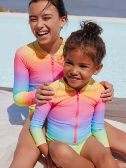 Ombré regenboog - Long Sleeve Sunsafe Swimsuit (3mths-16yrs)