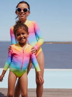 Ombré regenboog - Long Sleeve Sunsafe Swimsuit (3mths-16yrs)