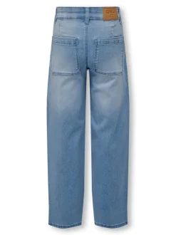 ONLY jeans met wijde pijpen, stretch en verstelbare taille