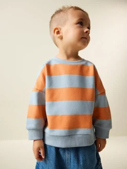 Orange & Blue Stripe - Sweatshirt met ronde hals en all-over print (3 mnd - 7 jr)
