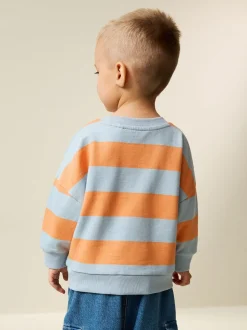 Orange & Blue Stripe - Sweatshirt met ronde hals en all-over print (3 mnd - 7 jr)