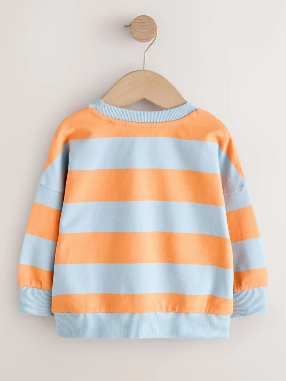 Orange & Blue Stripe - Sweatshirt met ronde hals en all-over print (3 mnd - 7 jr)