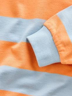 Orange & Blue Stripe - Sweatshirt met ronde hals en all-over print (3 mnd - 7 jr)