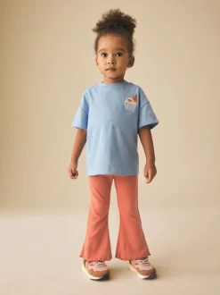 Orange Brown - Geribbelde flare legging (3 mnd-7 jr)