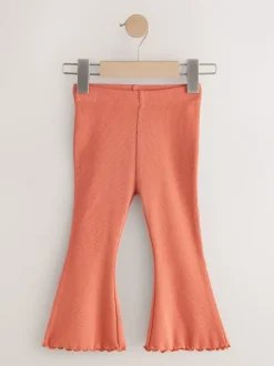 Orange Brown - Geribbelde flare legging (3 mnd-7 jr)